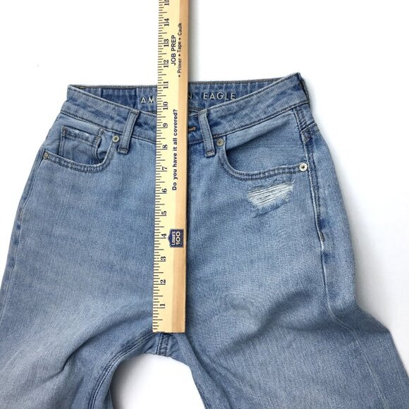 American Eagle Women's Mom Jeans Distressed Stretch size 000 length 26" - Picture 7 of 9